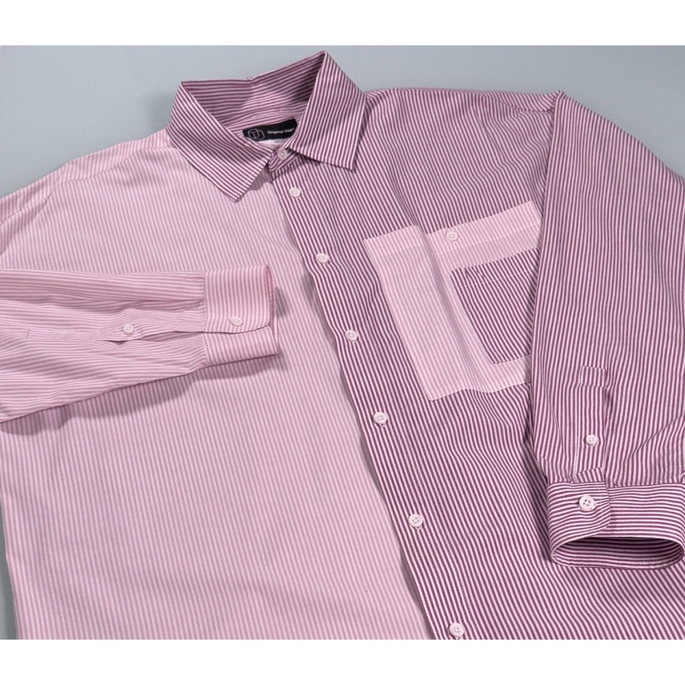 Original Use Target Shirt Mens L Oversized Split Colorblock Stripe White/Pink
